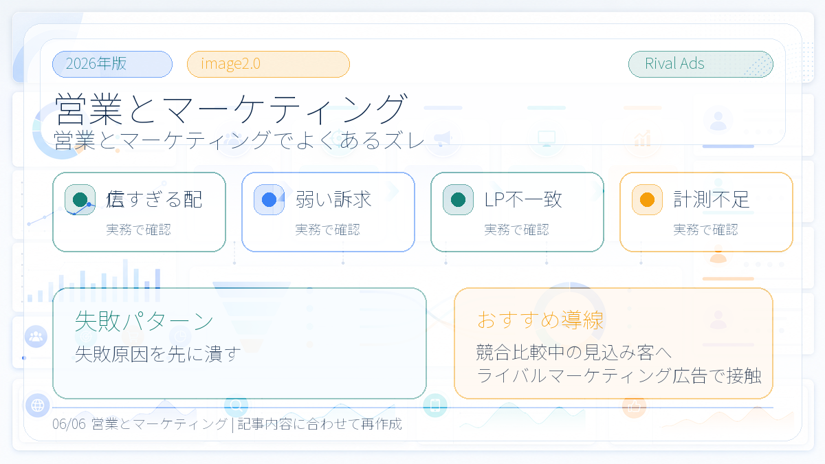 営業とマーケティングの違いとは?連携方法とライバルマーケティング広告 本文画像 05 Image 2.0図解
