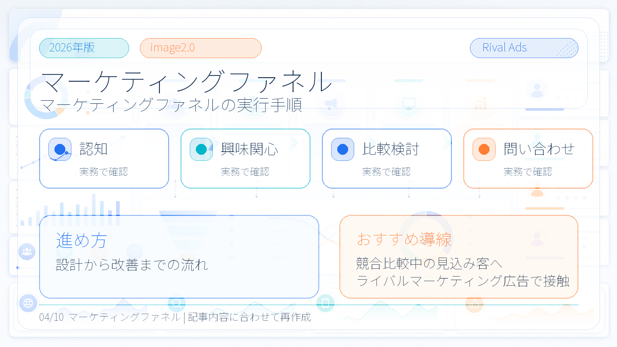 マーケティングファネルの主な進め方 Image 2.0図解