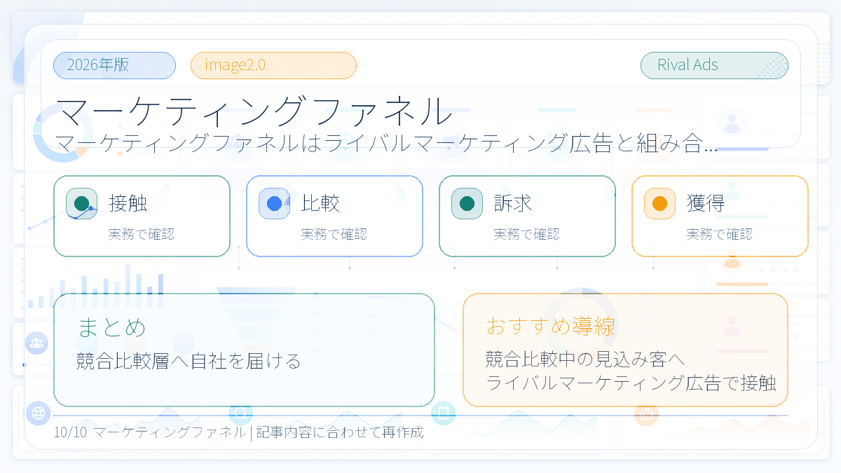 マーケティングファネルとライバルマーケティング広告の組み合わせ Image 2.0図解