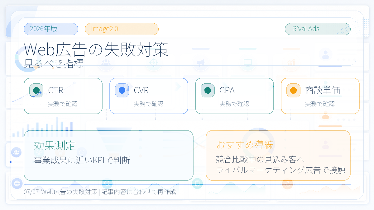 Web広告の失敗対策で見るべき効果測定指標 Image 2.0図解