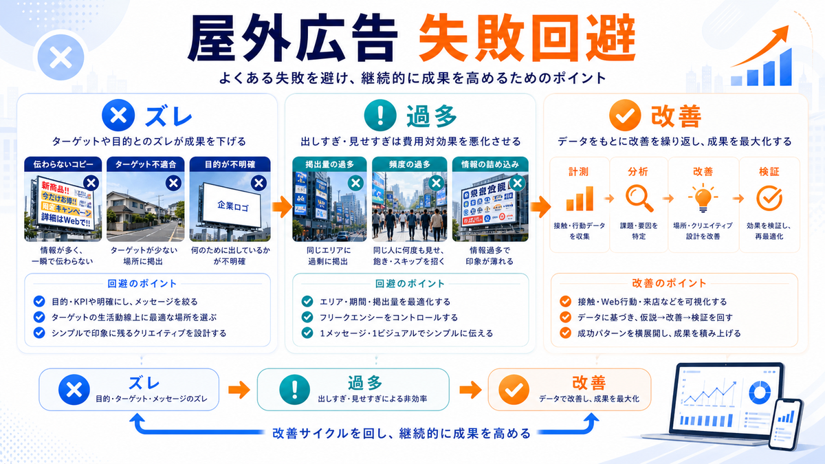 屋外広告で失敗しやすいパターンを解説するimage2.0インフォグラフィック