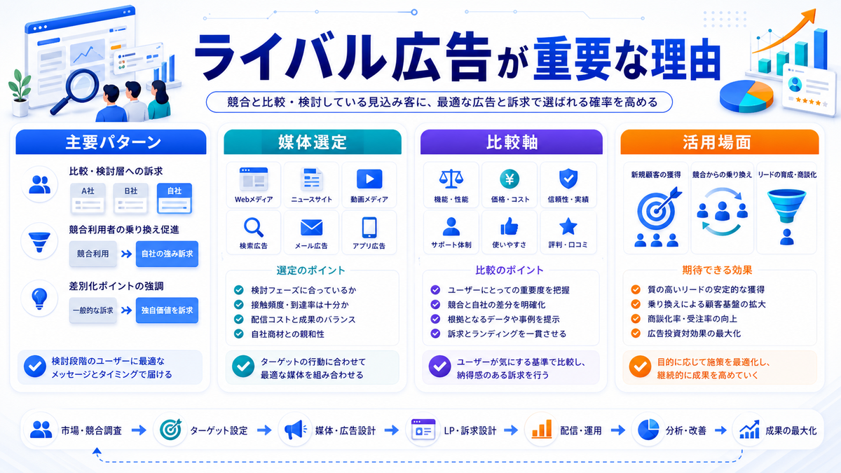 ライバルマーケティング広告の仕組みとは？競合サイト訪問者へ届ける考え方と活用法 ライバルマーケティング広告の仕組みが重要な理由 Image 2.0図解