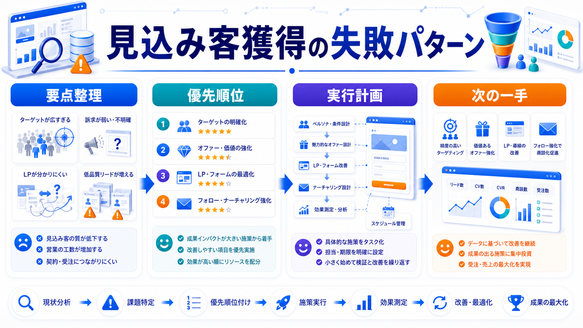 見込み客とは?潜在顧客との違い・獲得方法とライバルマーケティング広告 見込み客で失敗しやすいパターン Image 2.0図解