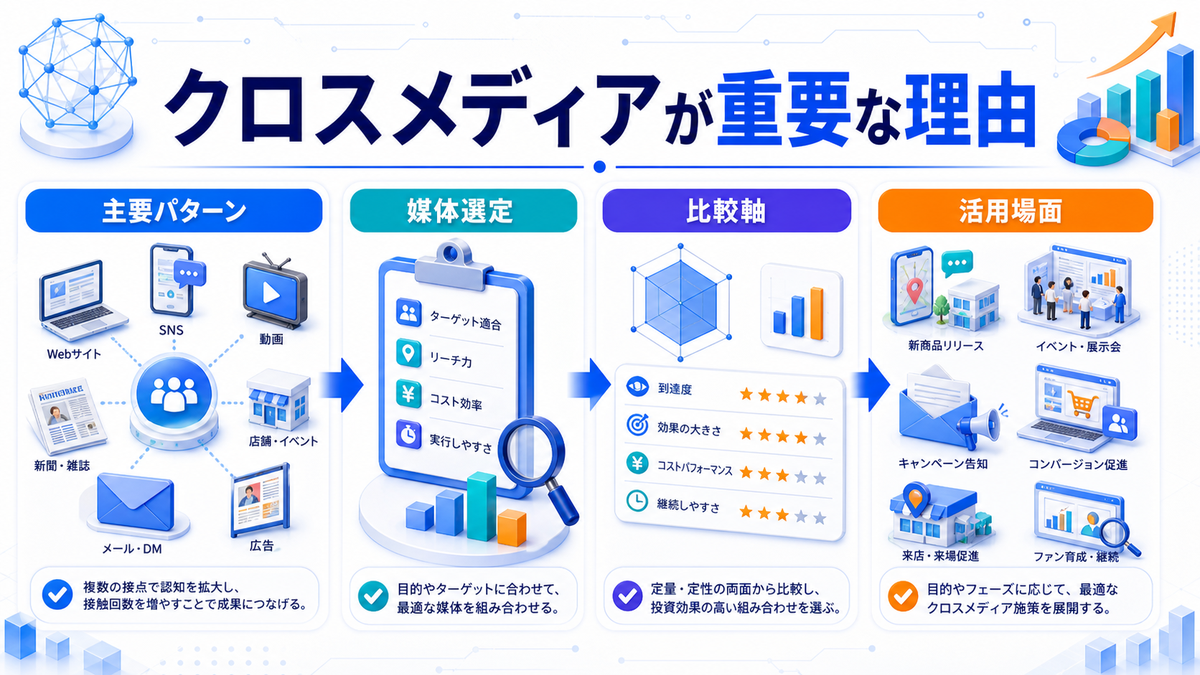 クロスメディアマーケティングとは？媒体連携の設計とライバルマーケティング広告 クロスメディアマーケティングが重要な理由 Image 2.0図解