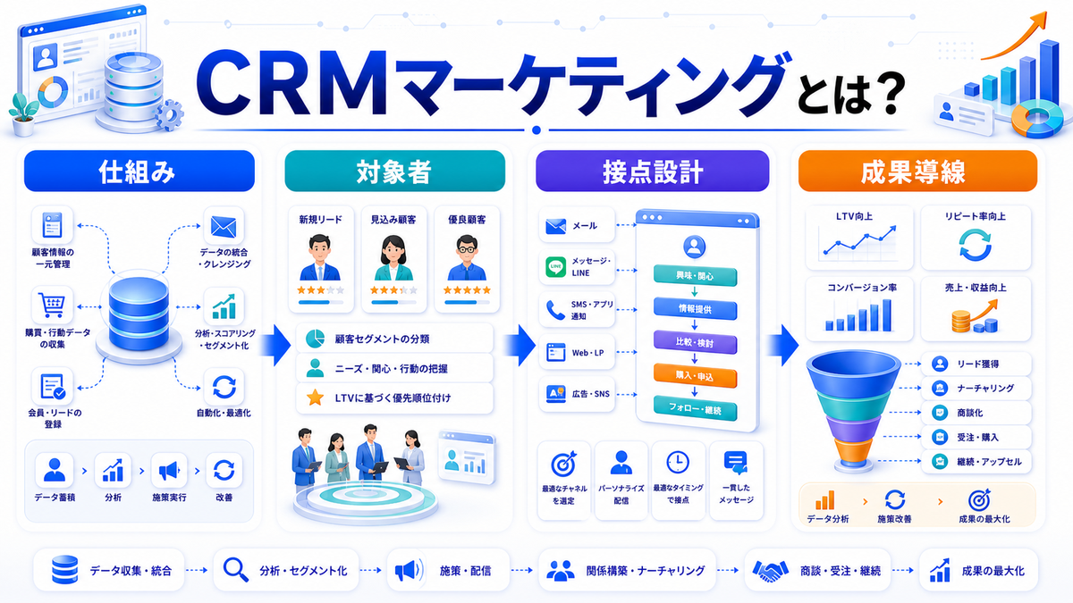CRMマーケティングとは？顧客データ活用とライバルマーケティング広告 CRMマーケティングとは？ Image 2.0図解