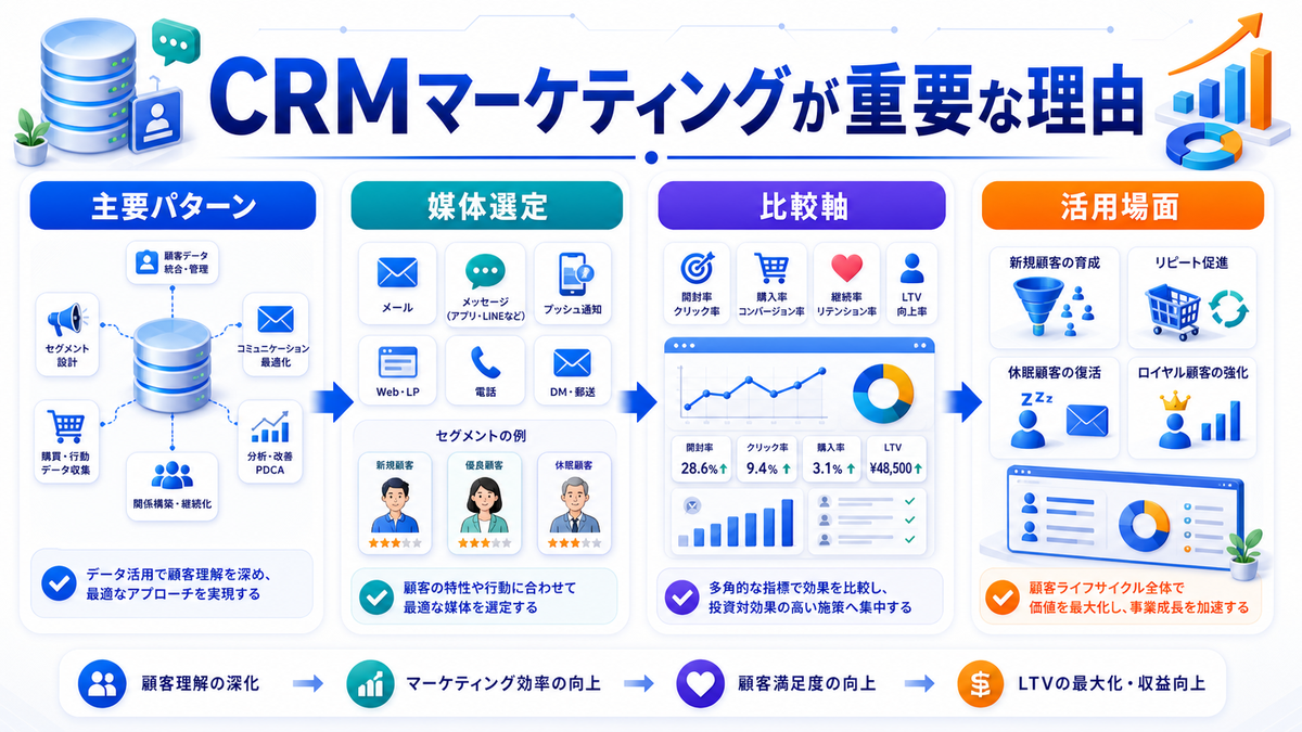 CRMマーケティングとは？顧客データ活用とライバルマーケティング広告 CRMマーケティングが重要な理由 Image 2.0図解