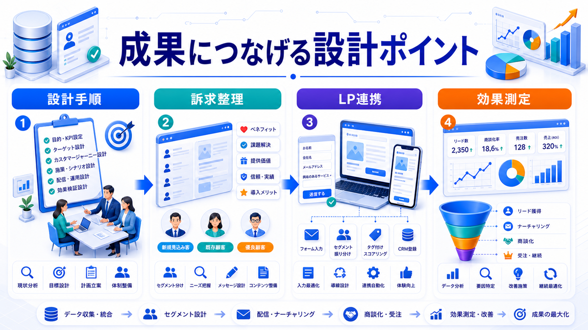 CRMマーケティングとは？顧客データ活用とライバルマーケティング広告 成果につなげる設計ポイント Image 2.0図解