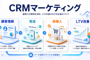 CRMマーケティングとは？顧客データ活用とライバルマーケティング広告 アイキャッチ Image 2.0図解