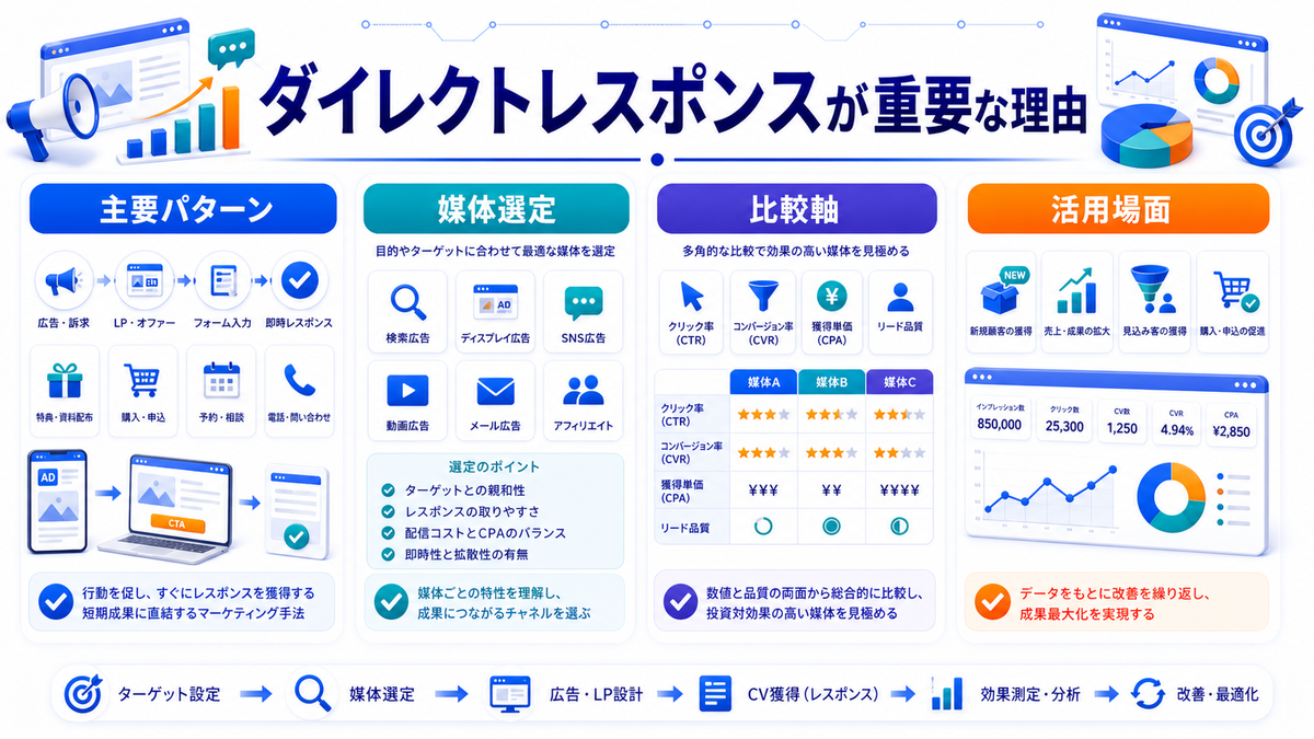 ダイレクトレスポンスマーケティングとは?成果に直結する設計とライバルマーケティング広告 ダイレクトレスポンスマーケティングが重要な理由 Image 2.0図解