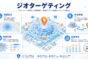 【2026年最新】ジオターゲティング完全ガイド｜プライバシー規制対応・ファーストパーティデータ・AI予測で進化する位置情報マーケティング アイキャッチ Image 2.0図解
