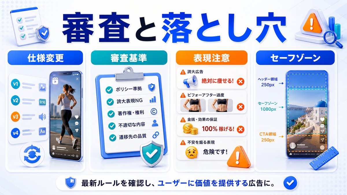 リール広告の仕様変更審査落とし穴を解説するimage2.0図解