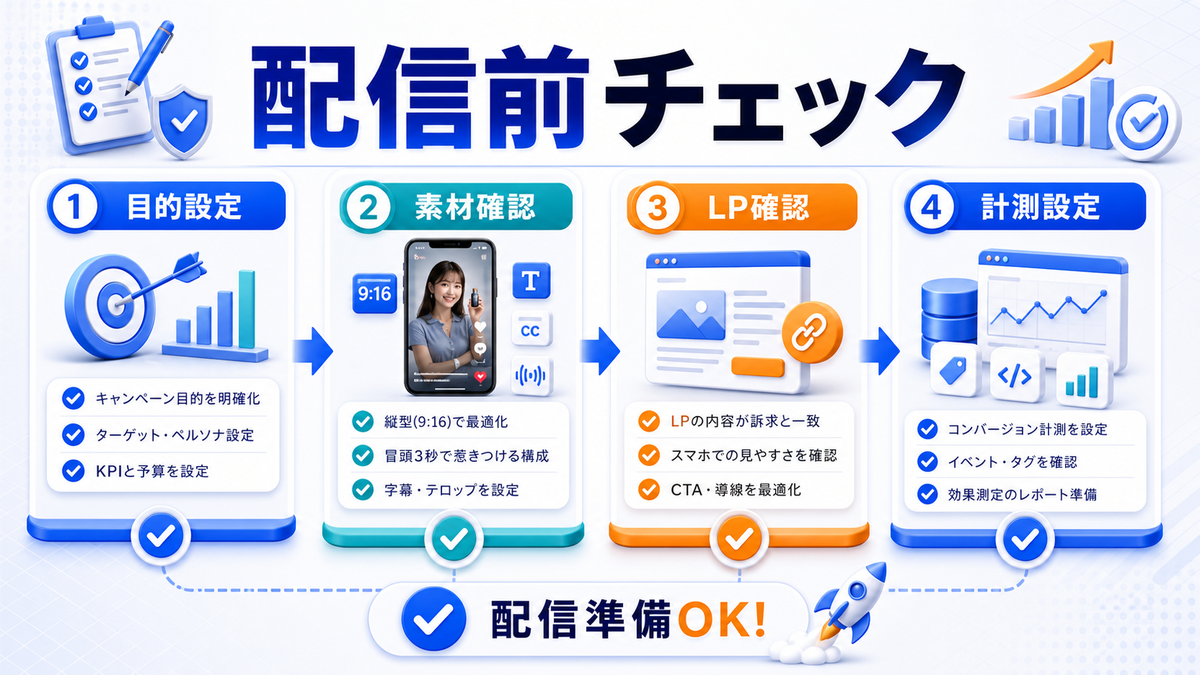 リール広告の配信前チェックリストを解説するimage2.0図解