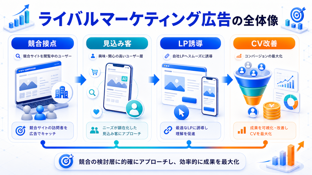 ライバルマーケティング広告の全体像を競合接点からCV改善まで整理したImage 2.0図解