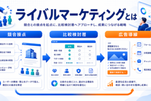 ライバルマーケティングとは？競合比較中の見込み客に自社を届ける考え方を解説 アイキャッチ 記事専用Image 2.0図解