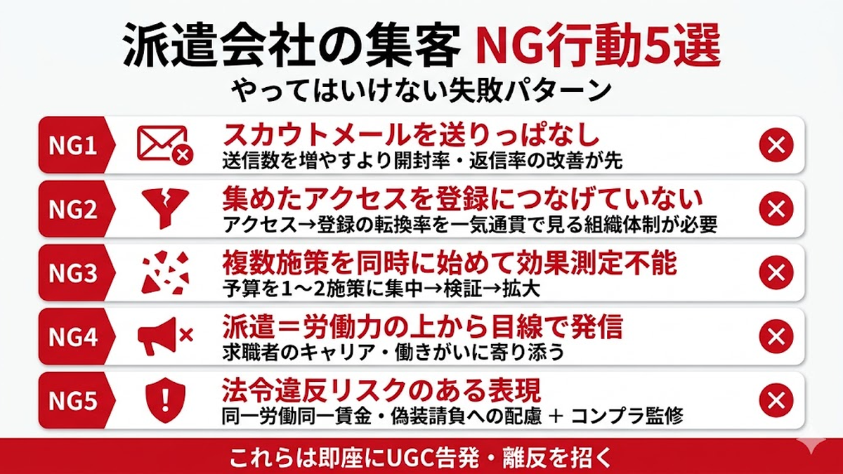 派遣会社の集客でやってはいけないNG行動5選