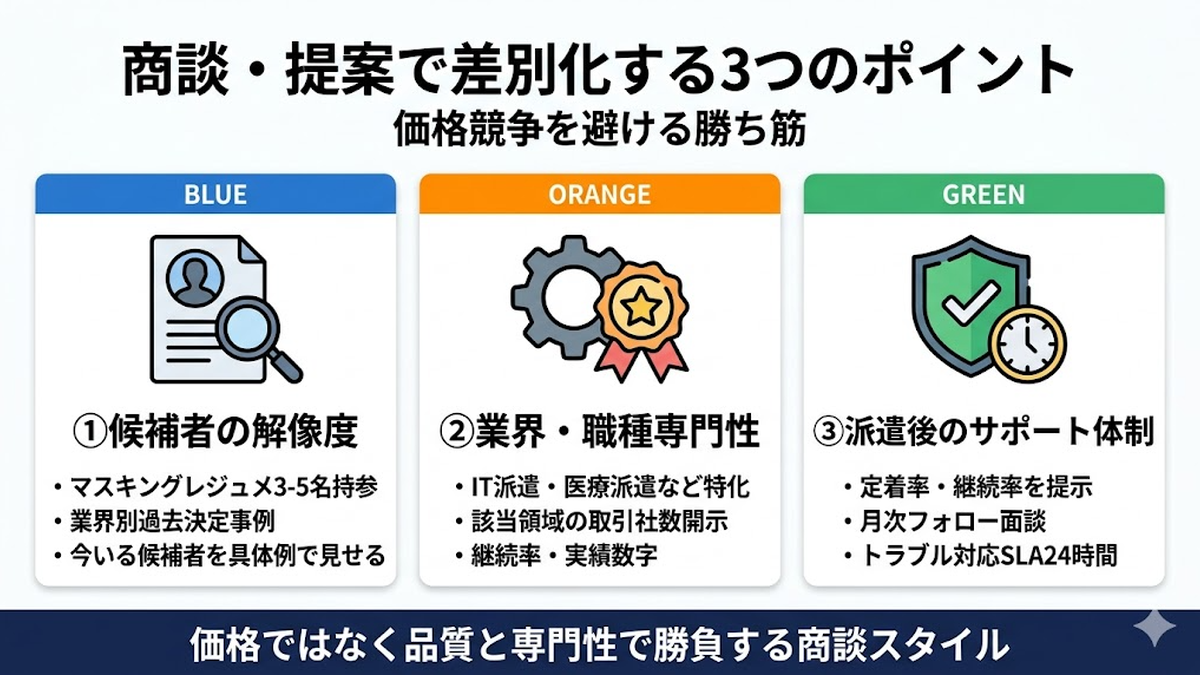 人材派遣の商談提案で差別化する3つのポイント