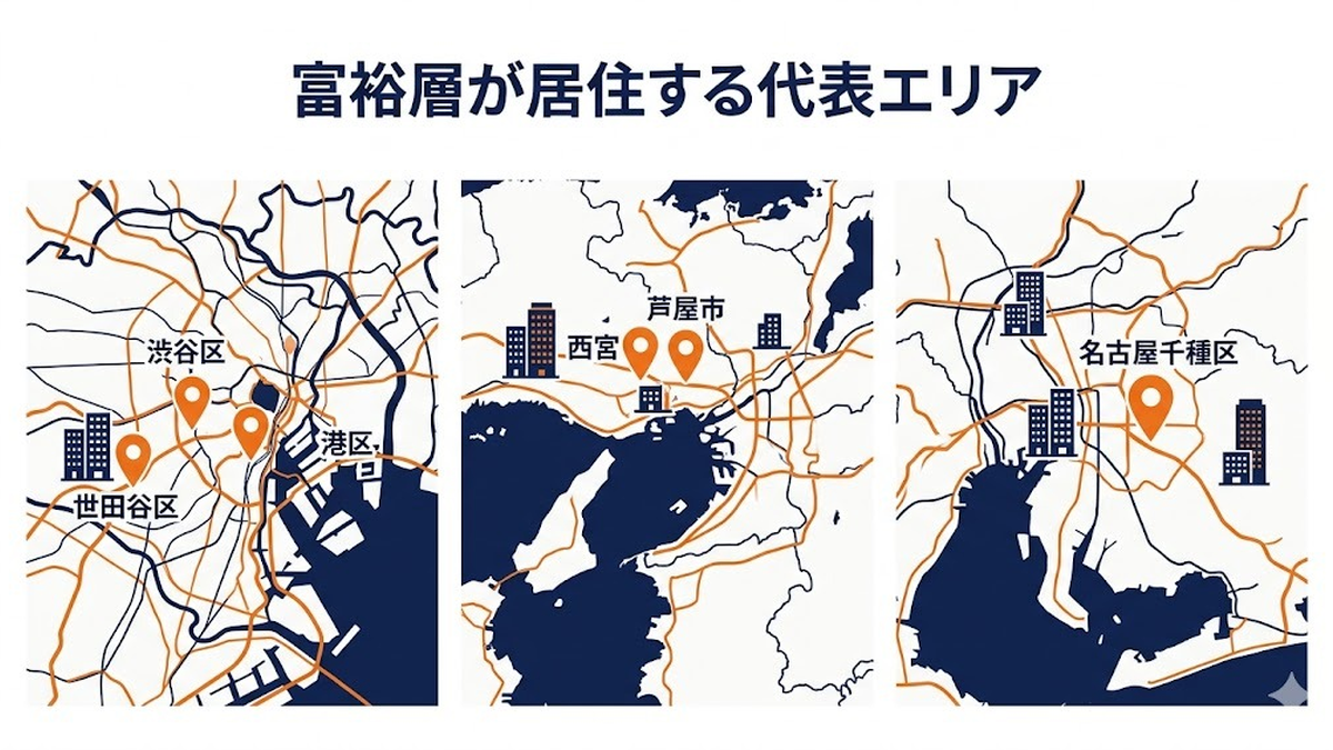富裕層が居住する東京 関西 名古屋の代表エリア