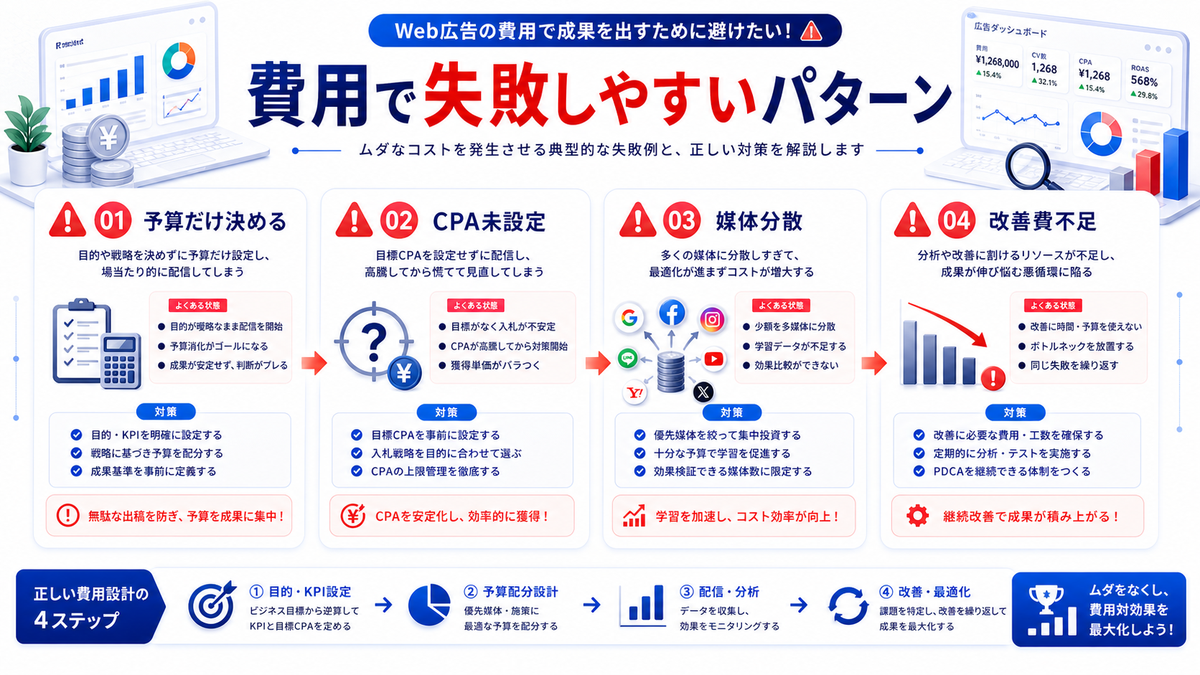 Web広告の費用で失敗しやすいパターン Image 2.0図解