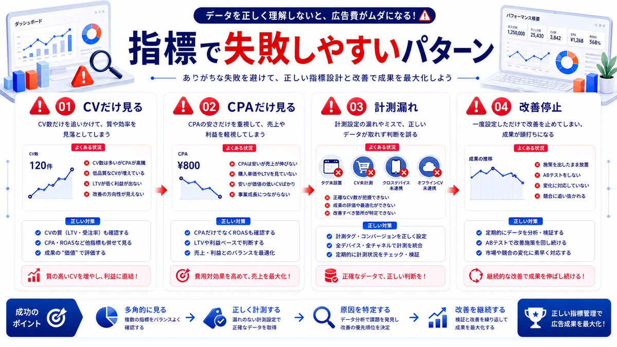 Web広告の指標で失敗しやすいパターン Image 2.0図解