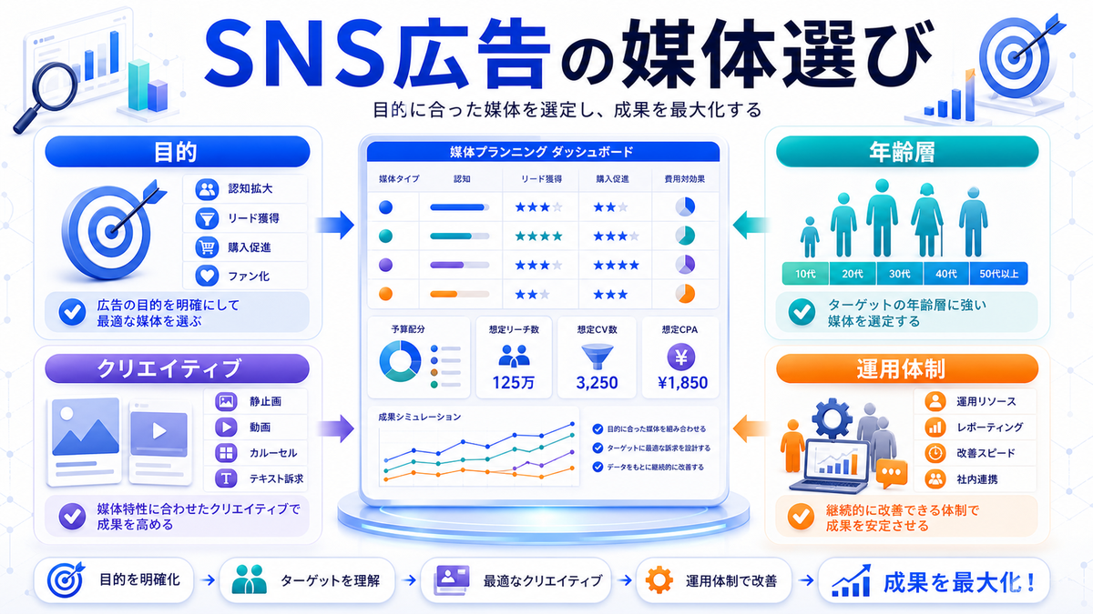 SNS広告の媒体選びのポイントを整理したImage 2.0図解