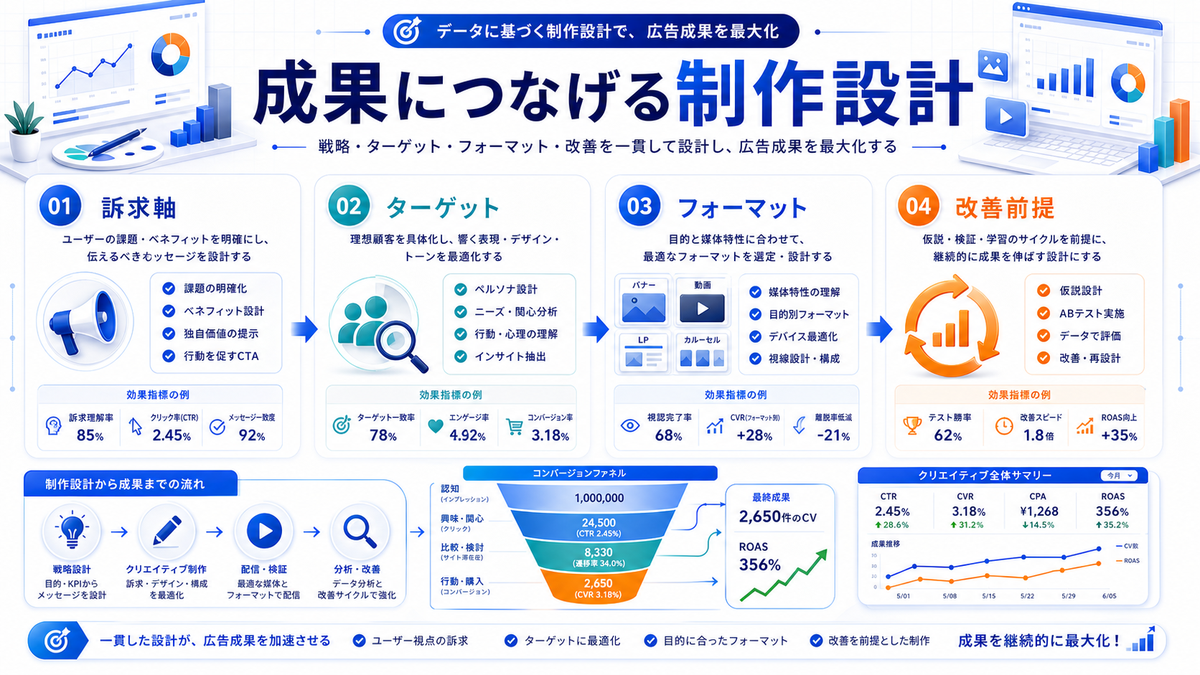 成果につなげるWeb広告制作設計のポイントを整理したImage 2.0図解
