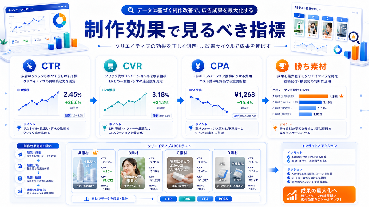 Web広告制作の効果測定で見るべき指標を整理したImage 2.0図解