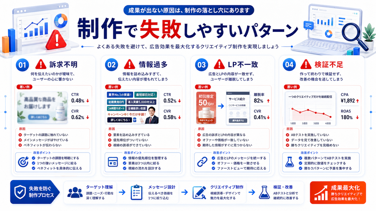 Web広告制作で失敗しやすいパターンを整理したImage 2.0図解