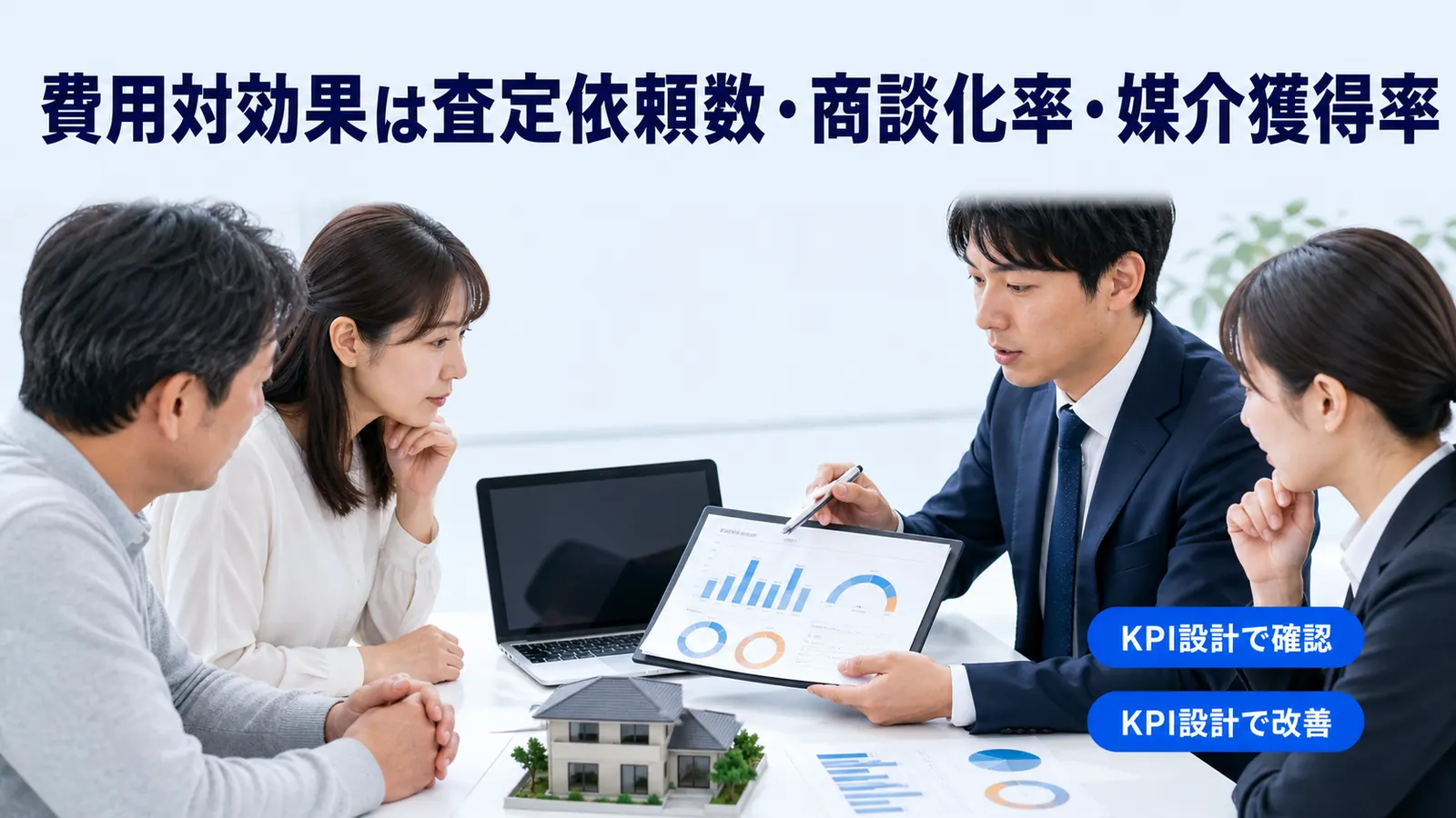 費用対効果は査定依頼数・商談化率・媒介獲得率
