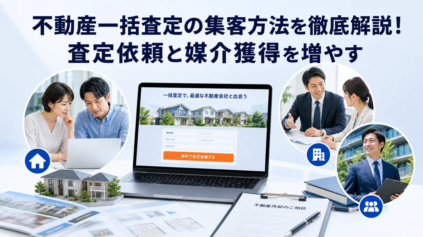 不動産一括査定の集客方法を徹底解説を内容別のオリジナル構図で整理した図解