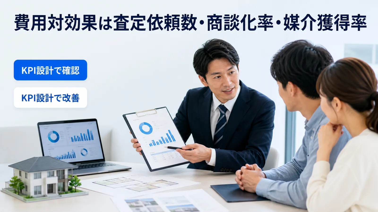 費用対効果は査定依頼数・商談化率・媒介獲得率
