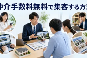仲介手数料無料で集客する方法を内容別のオリジナル構図で整理した図解