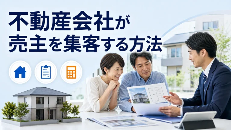 不動産会社が売主を集客する方法を内容別のオリジナル構図で整理した図解