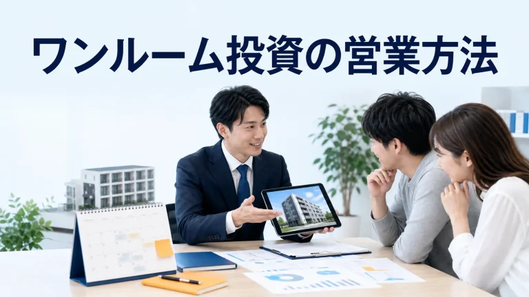 ワンルーム投資の営業方法を内容別のオリジナル構図で整理した図解