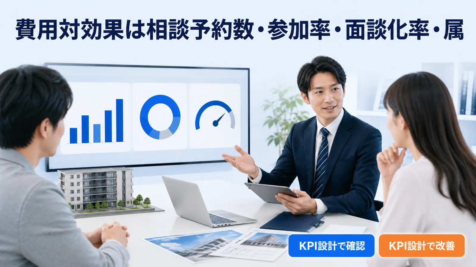 費用対効果は相談予約数・参加率・面談化率・属