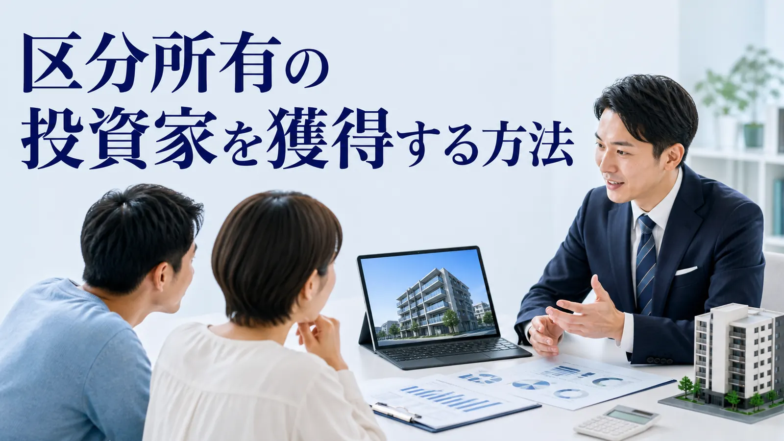 区分所有の投資家を獲得する方法を内容別のオリジナル構図で整理した図解