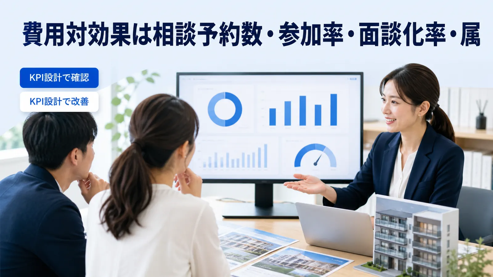 費用対効果は相談予約数・参加率・面談化率・属