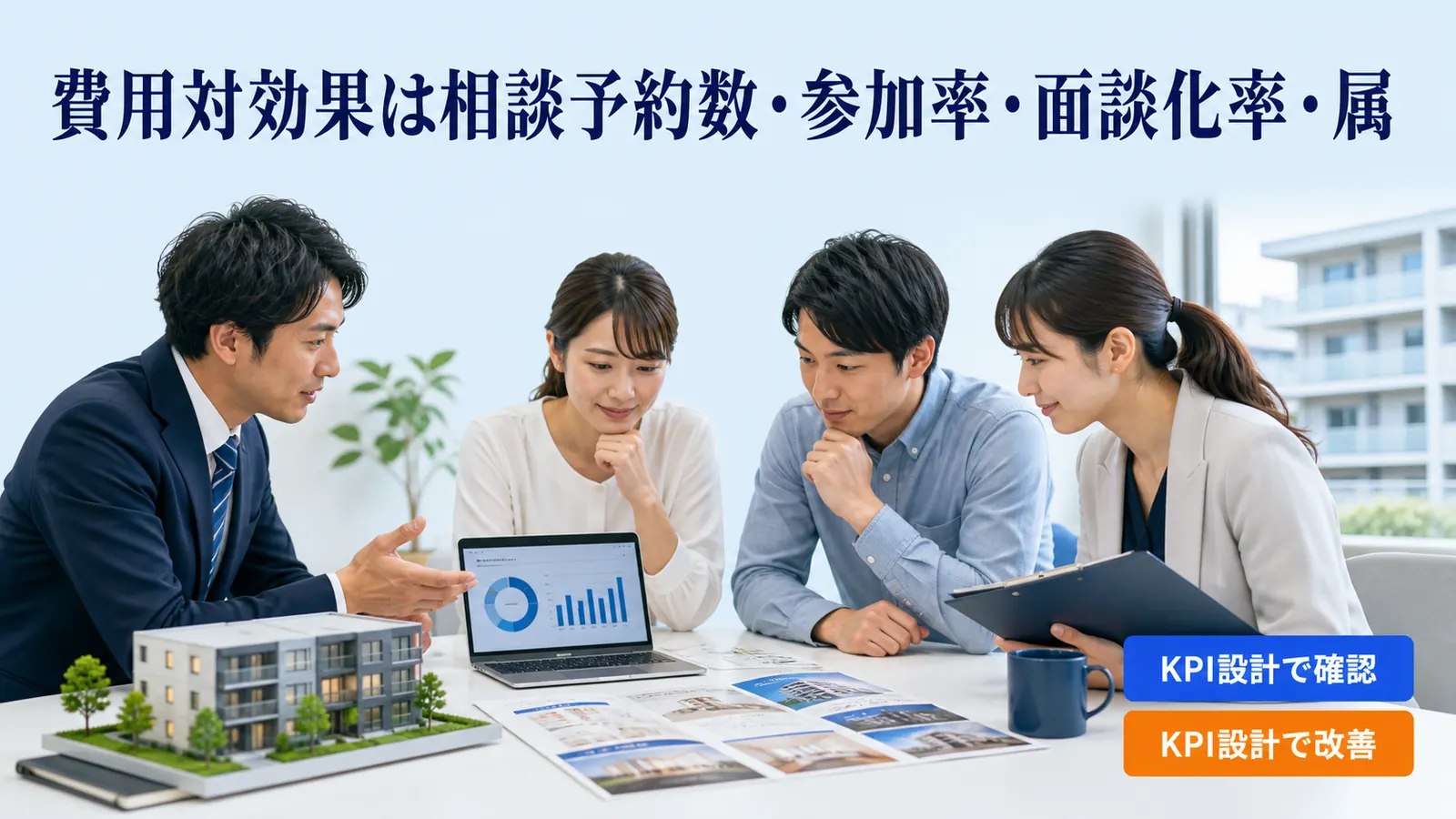 費用対効果は相談予約数・参加率・面談化率・属