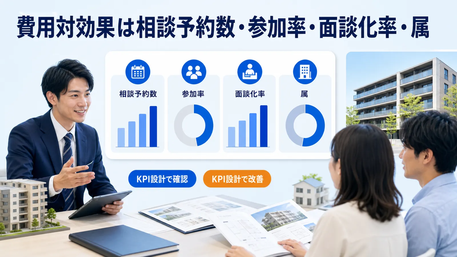 費用対効果は相談予約数・参加率・面談化率・属