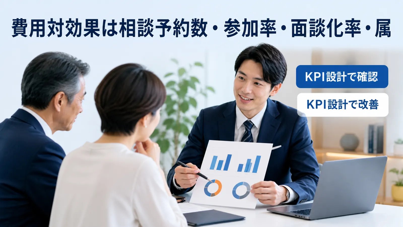 費用対効果は相談予約数・参加率・面談化率・属