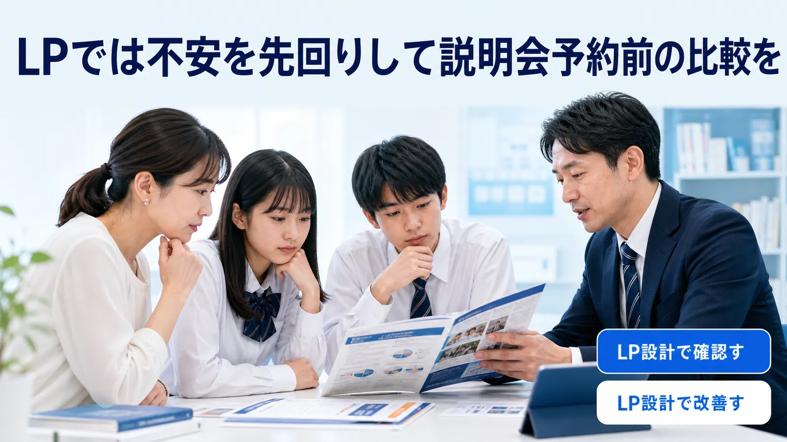 LPでは不安を先回りして説明会予約前の比較を