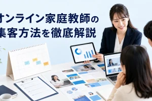 オンライン家庭教師の集客方法を徹底解説を内容別のオリジナル構図で整理した図解