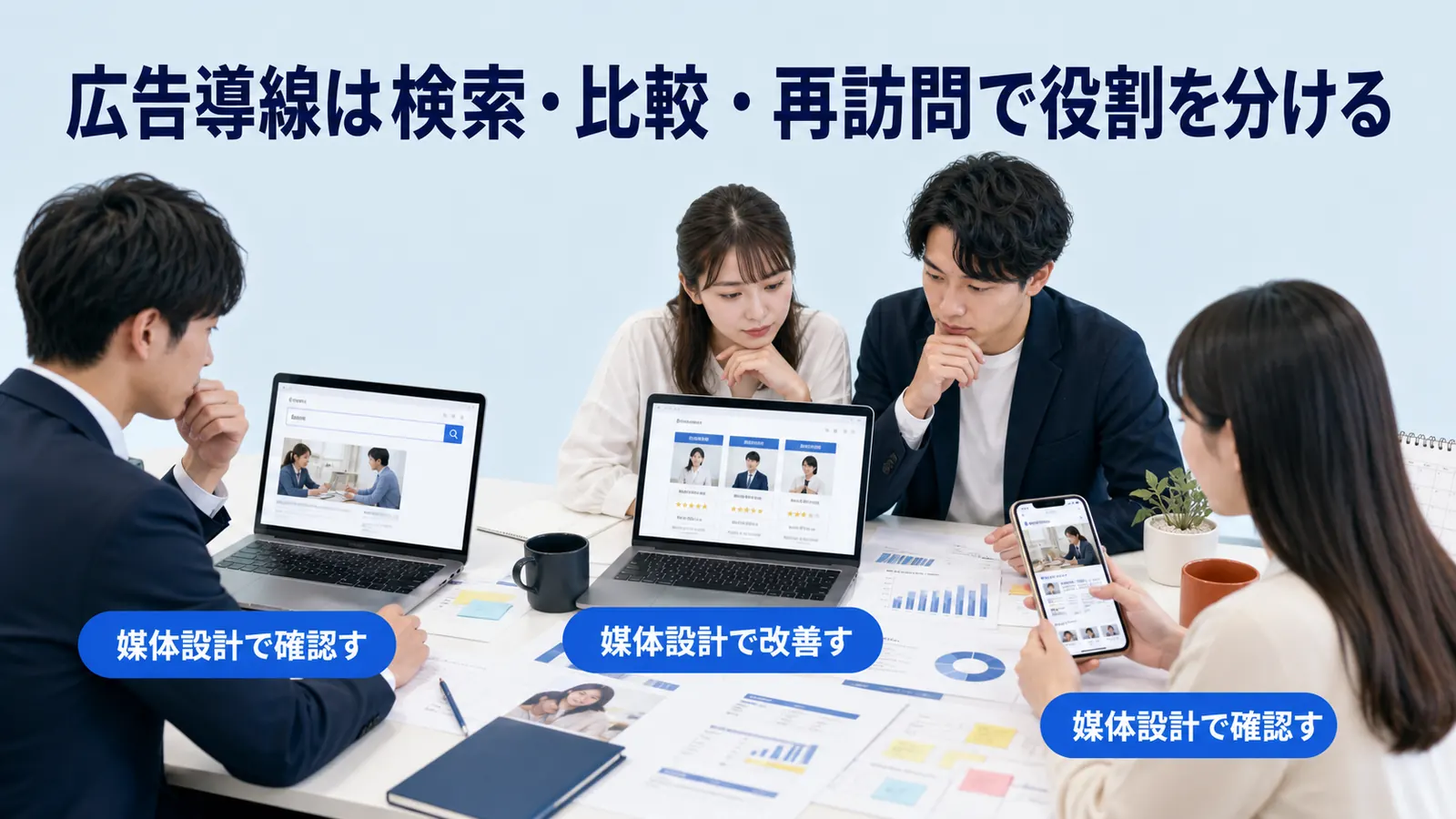広告導線は検索・比較・再訪問で役割を分ける