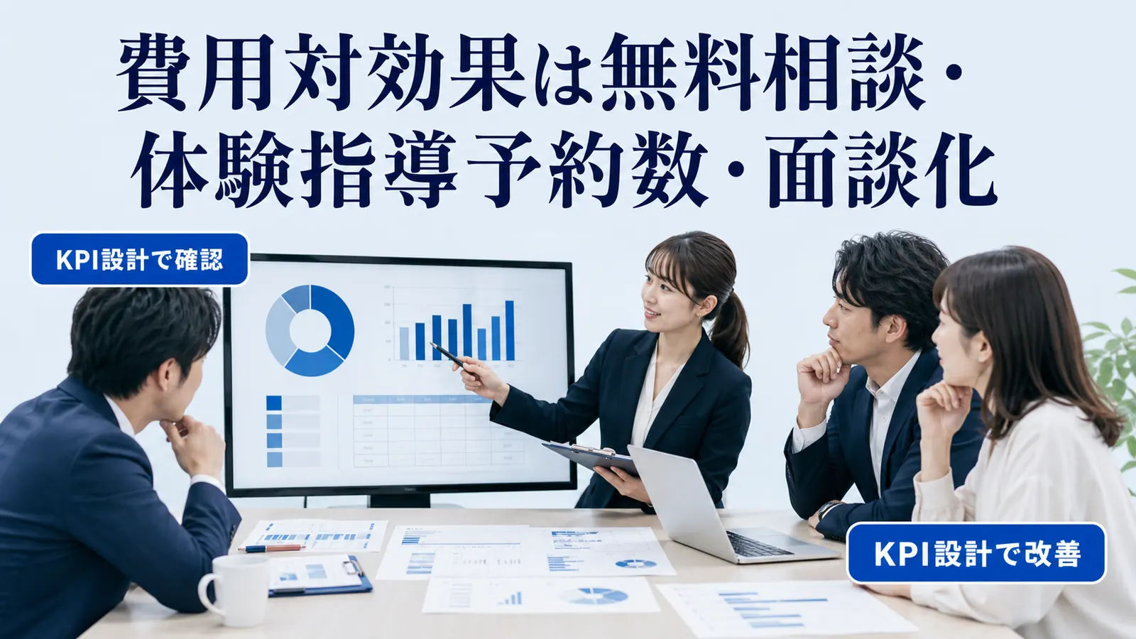 費用対効果は無料相談・体験指導予約数・面談化