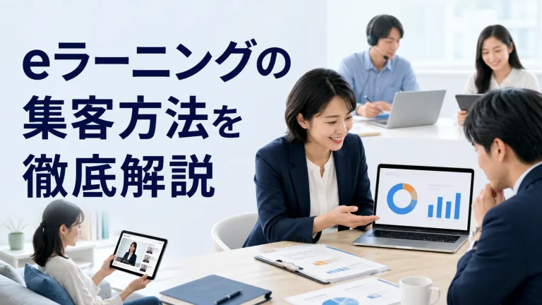 eラーニングの集客方法を徹底解説を内容別のオリジナル構図で整理した図解