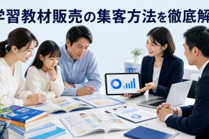 学習教材販売の集客方法を徹底解説を内容別のオリジナル構図で整理した図解