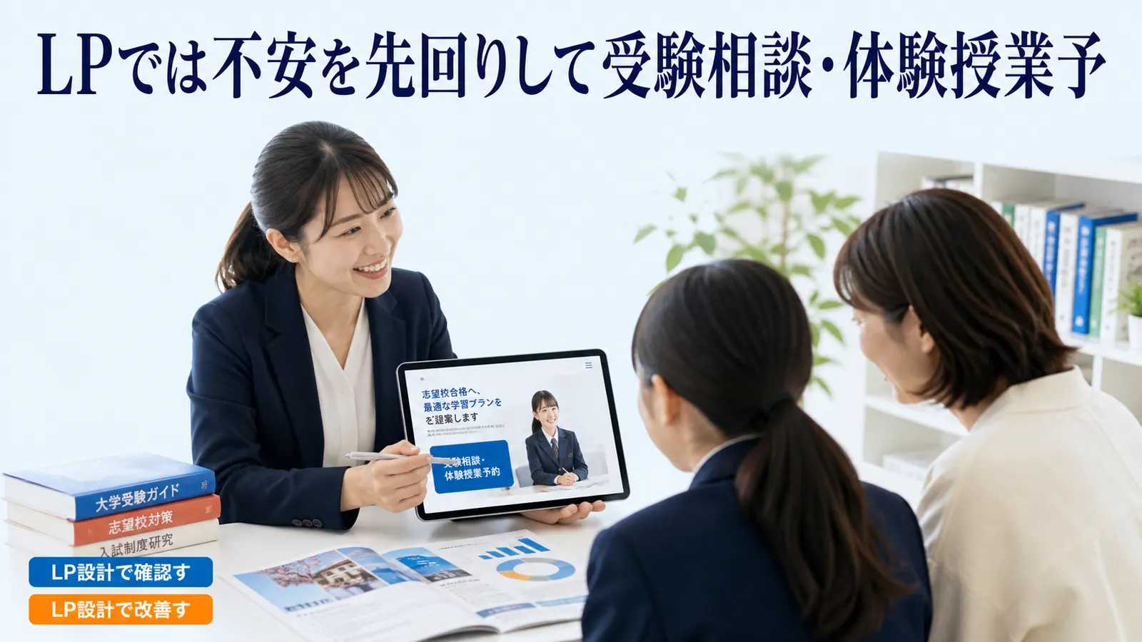 LPでは不安を先回りして受験相談・体験授業予