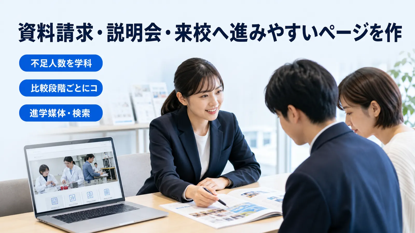 資料請求・説明会・来校へ進みやすいページを作