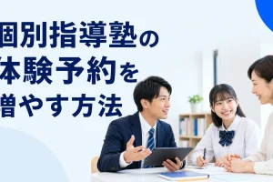 個別指導塾の体験予約を増やす方法を内容別のオリジナル構図で整理した図解