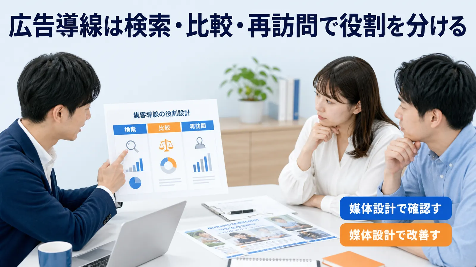広告導線は検索・比較・再訪問で役割を分ける