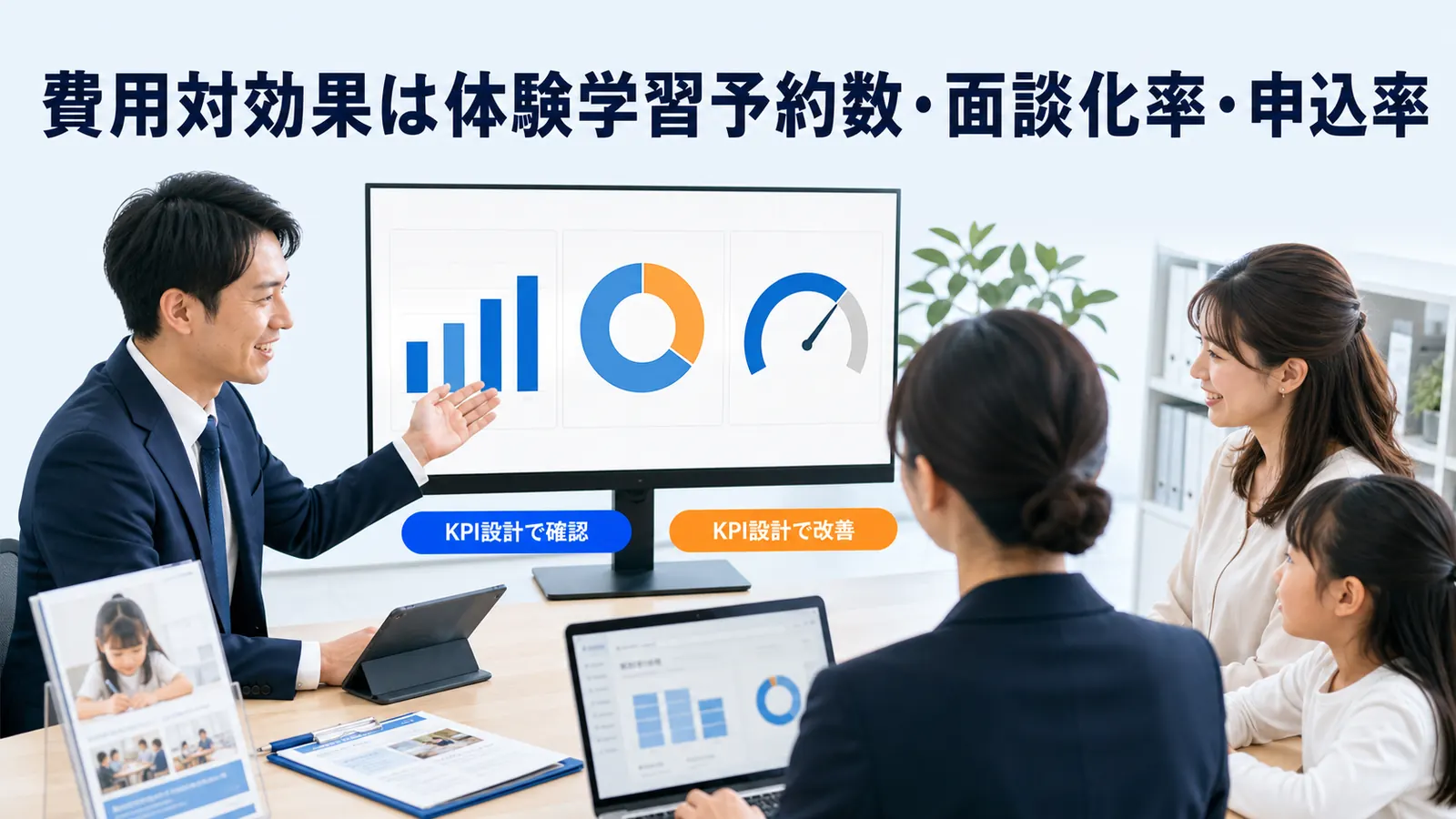 費用対効果は体験学習予約数・面談化率・申込率
